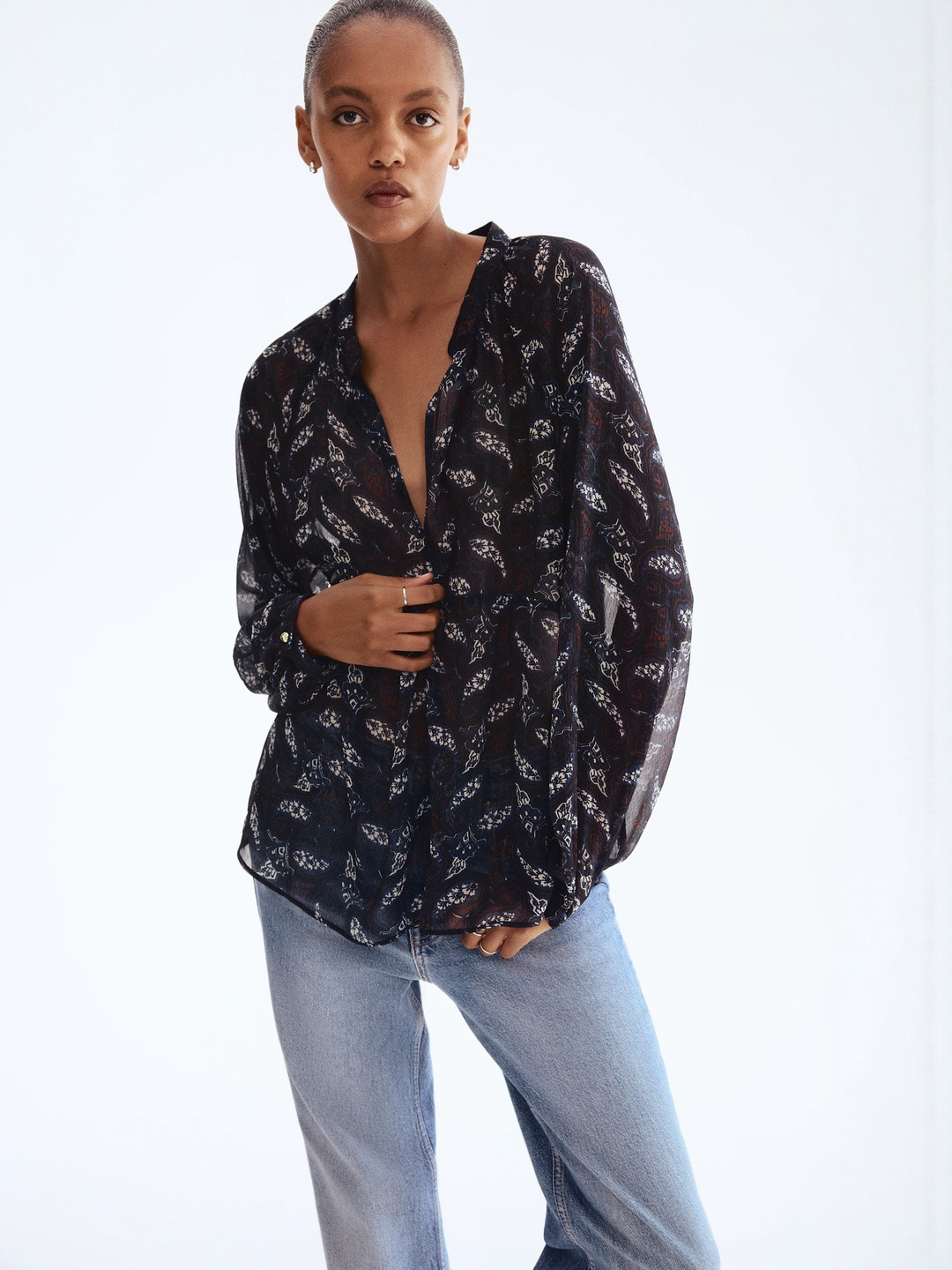 H&M Patterned Chiffon Blouse