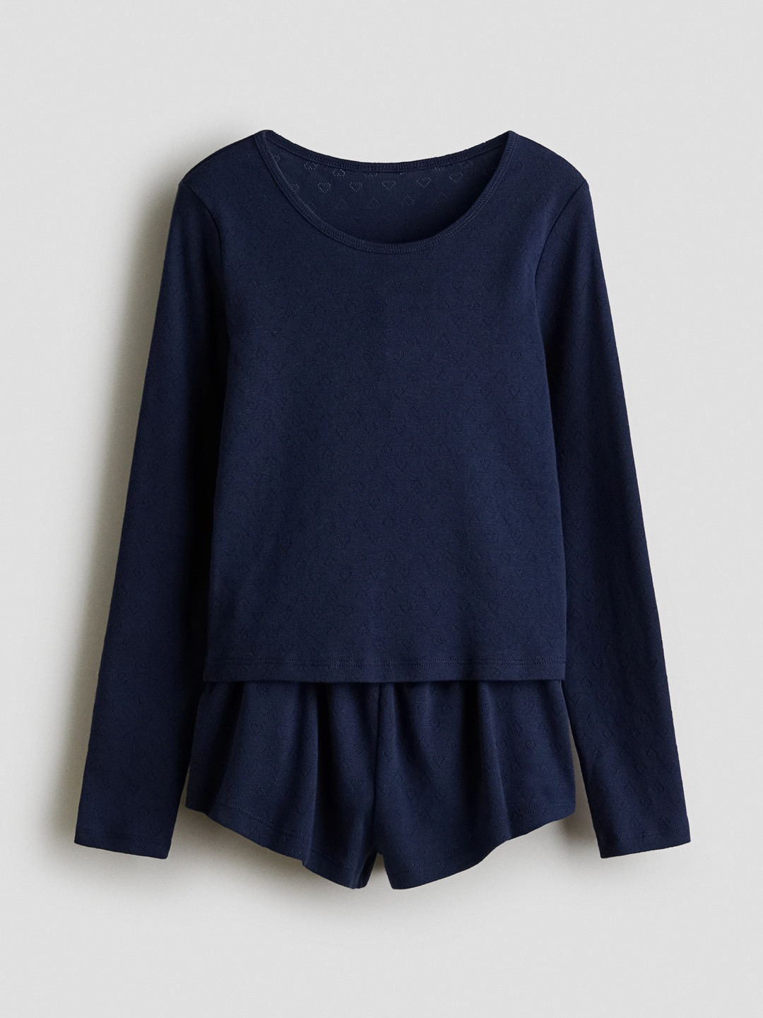 H&M Girls Round Neck Long Sleeves Cotton Pointelle Pyjamas