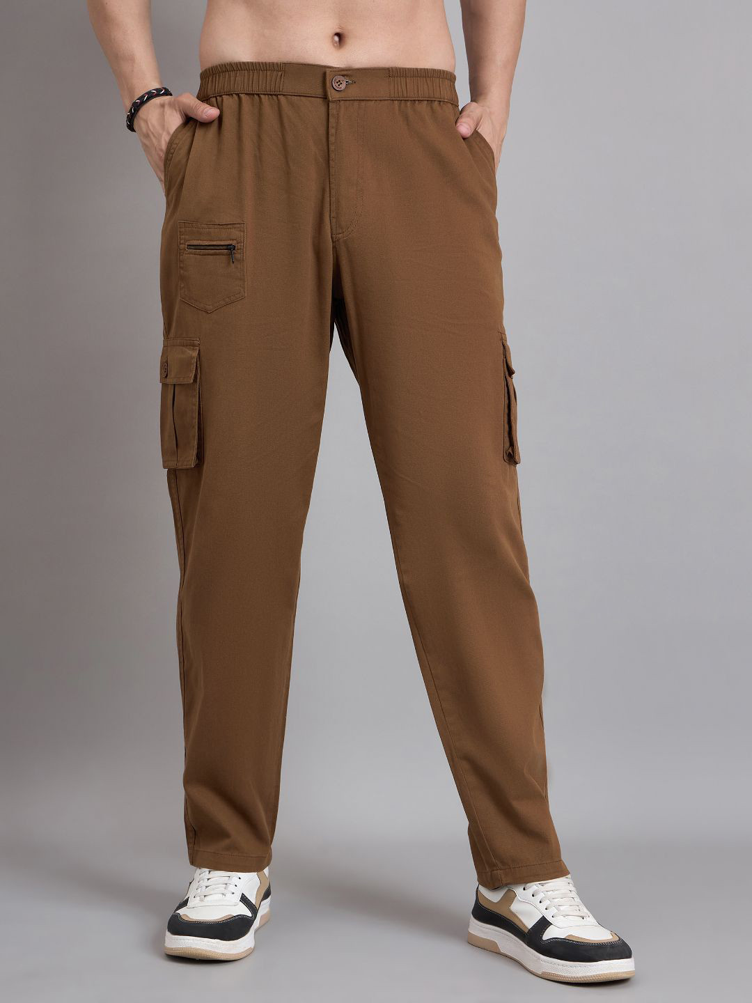 STUDIO NEXX Men's Solid Loose Fit Cargos Trousers