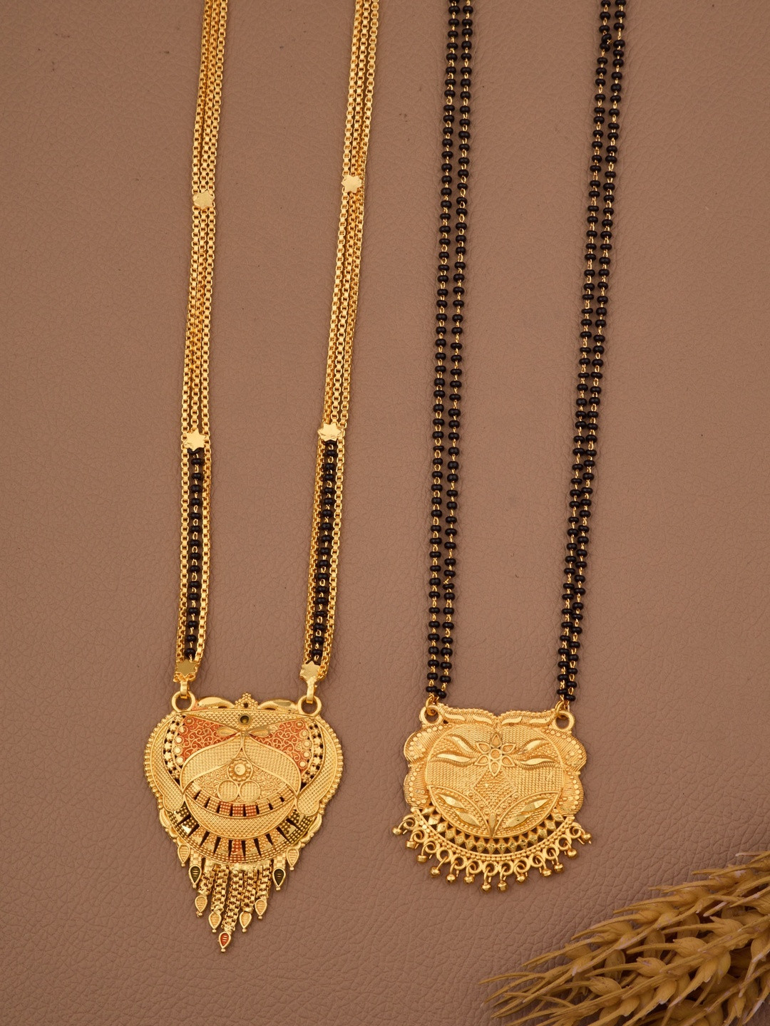 Bhanu diam 2 Pieces Gold-Plated Mangalsutra