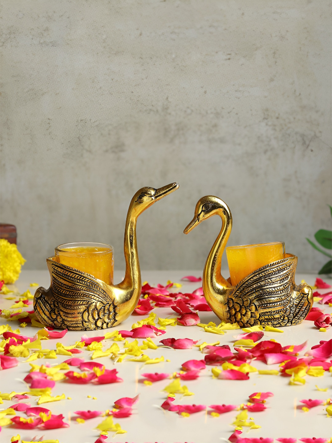 HABERE INDIA Gold-Toned Birds And Animals Figurine Showpiece
