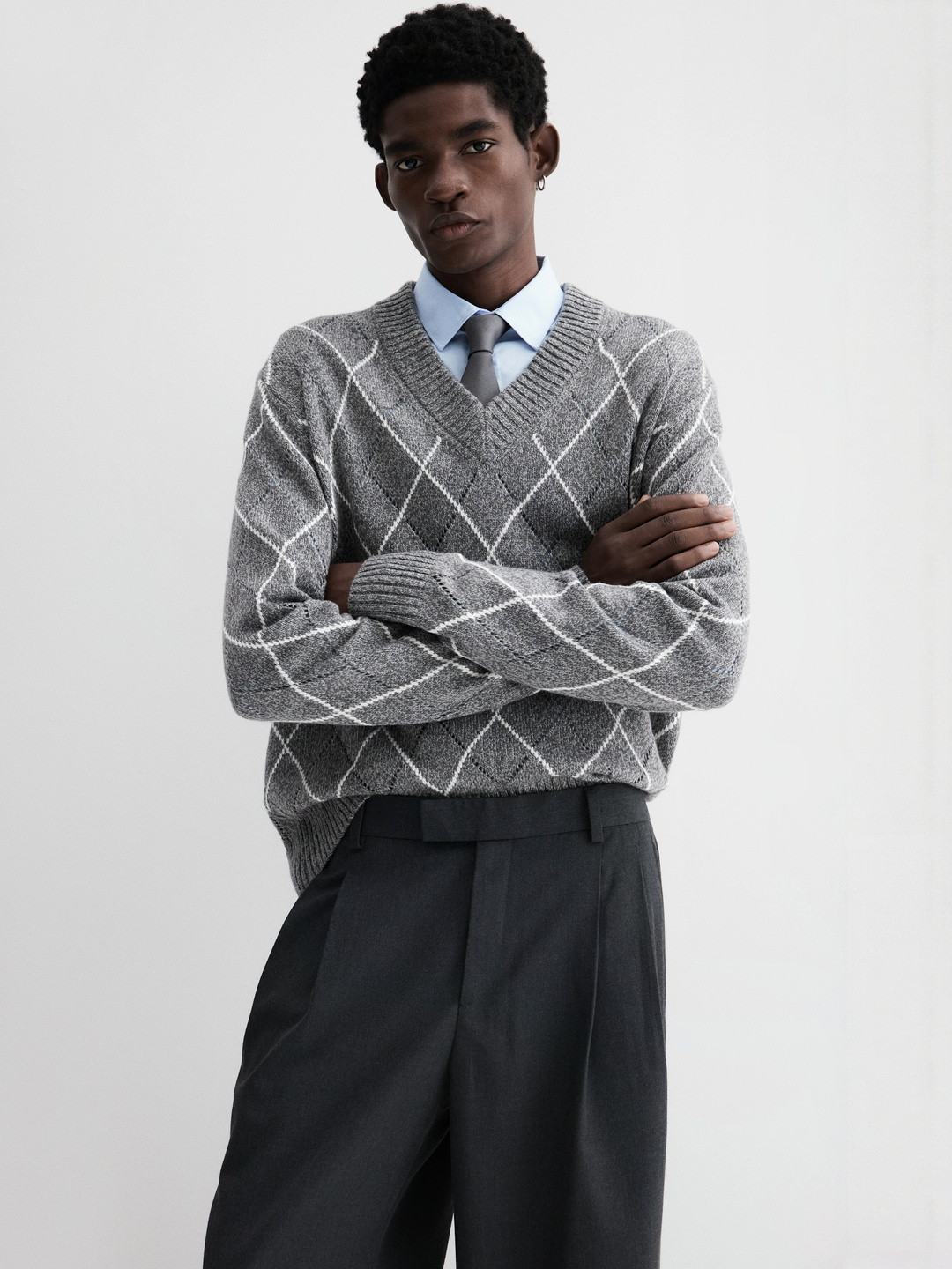 H&M Regular Fit Wool-Blend V-Neck Jumper