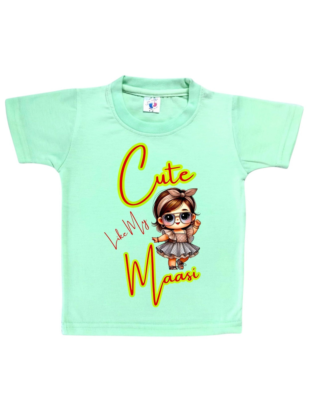 Cute Pals Girls Cotton Graphic Printed Regular Fit Tshirts