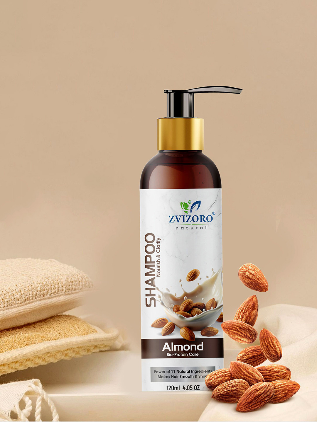 ZVIZORO Almond Shampoo For Smooth & Hair Growth - 120 ml