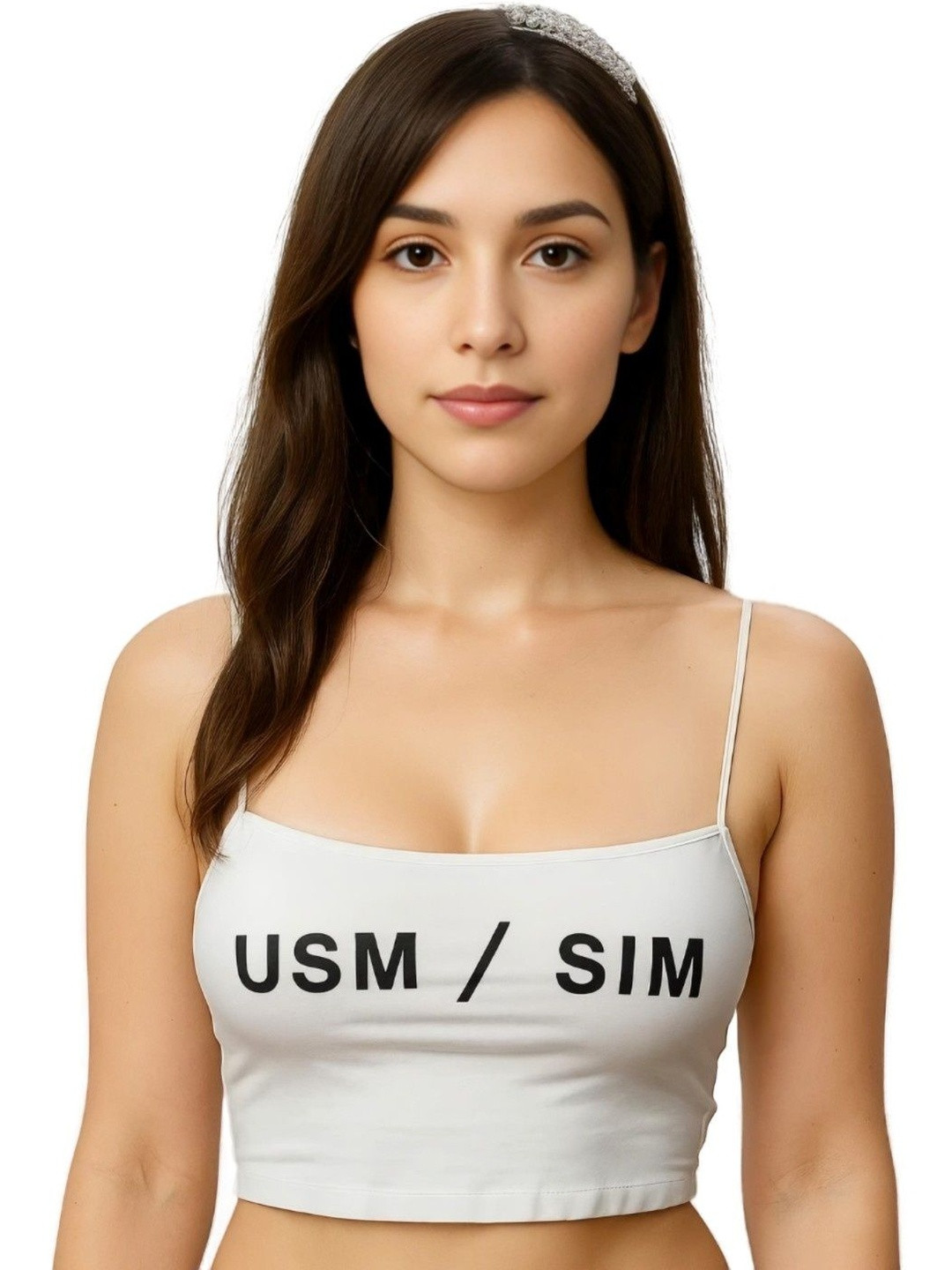 Blush Lado Women Print Lettered Spaghetti Strap Tank Crop Top