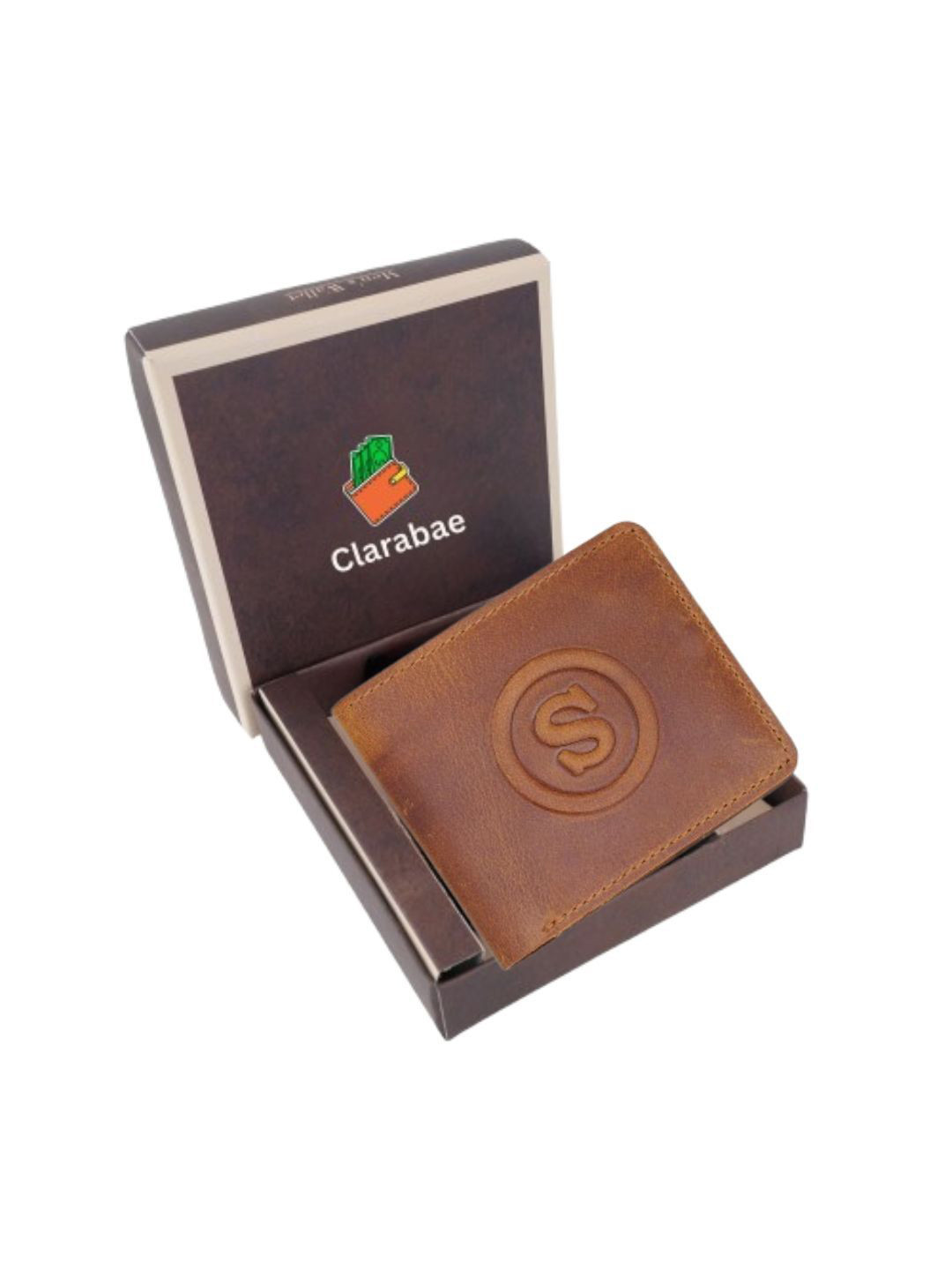 CLARABAE Men Leather Two Fold Wallet with SIM Card Holder