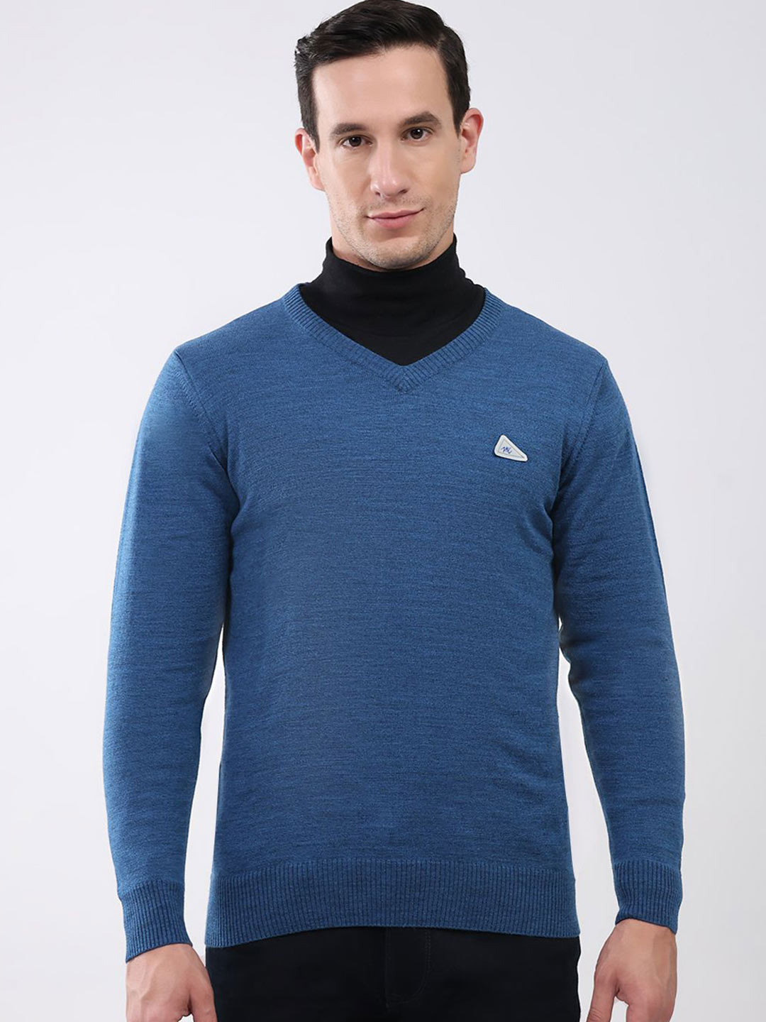 Monte Carlo Men Solid Round Neck V Neck Full Sleeves Pullover Sweater Vest