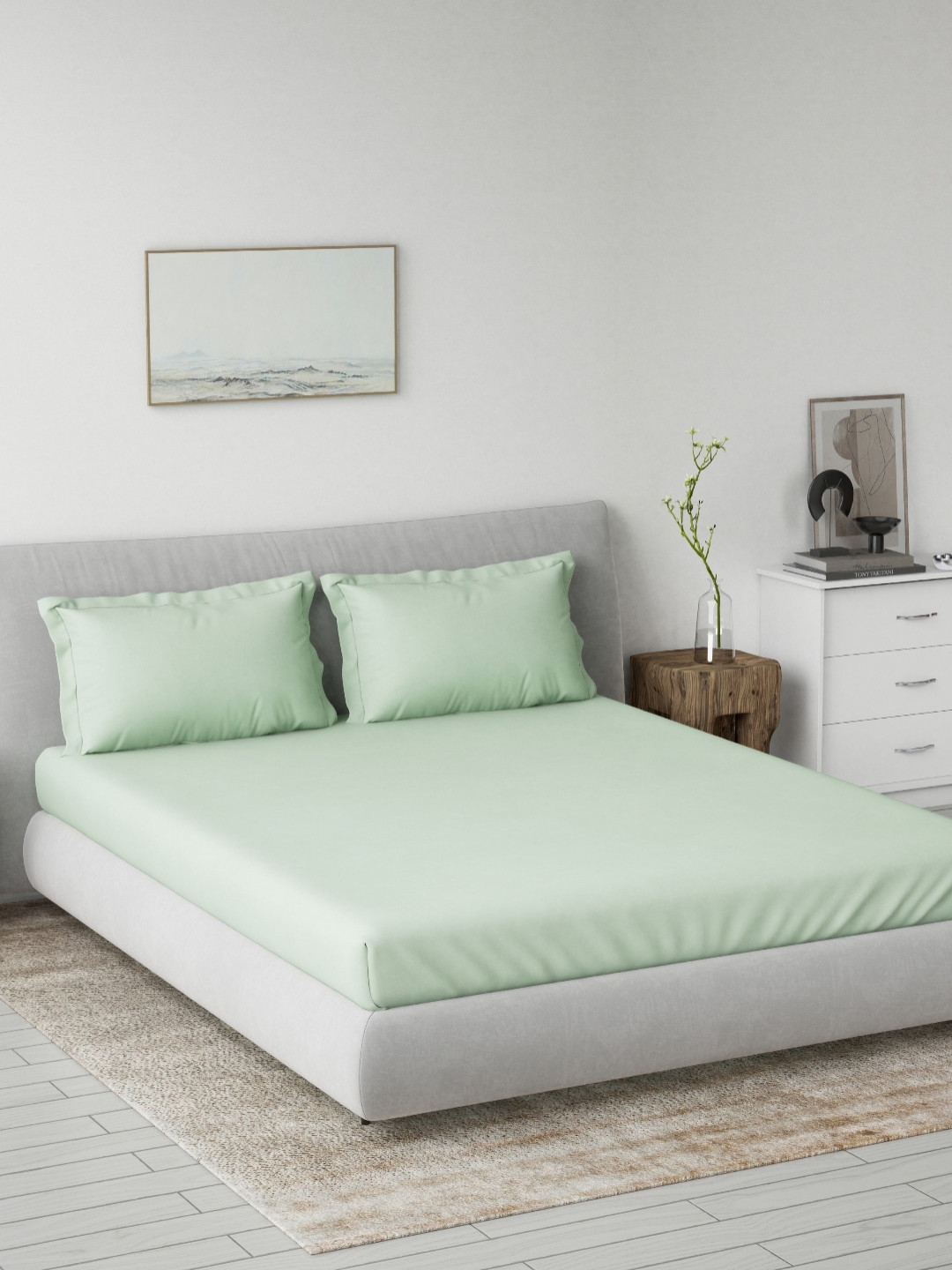 DDecor Green Pure Cotton 180 TC Spectrum Super King Bedsheet Set 2.74m x 2.74m