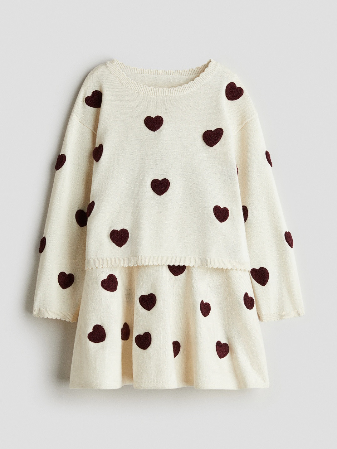 H&M Girls 2-Piece Pure Cotton Jumper & Skirt Set