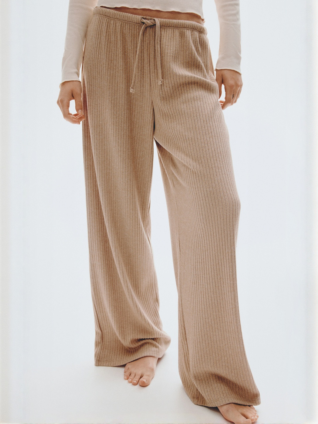 H&M Wide Rib-Knit Trousers