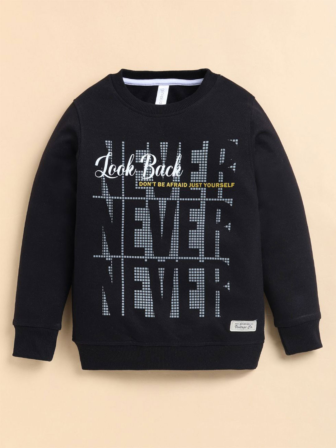 Ginie Boys Typographic Printed Round Neck Full Sleeve Sweatshirt