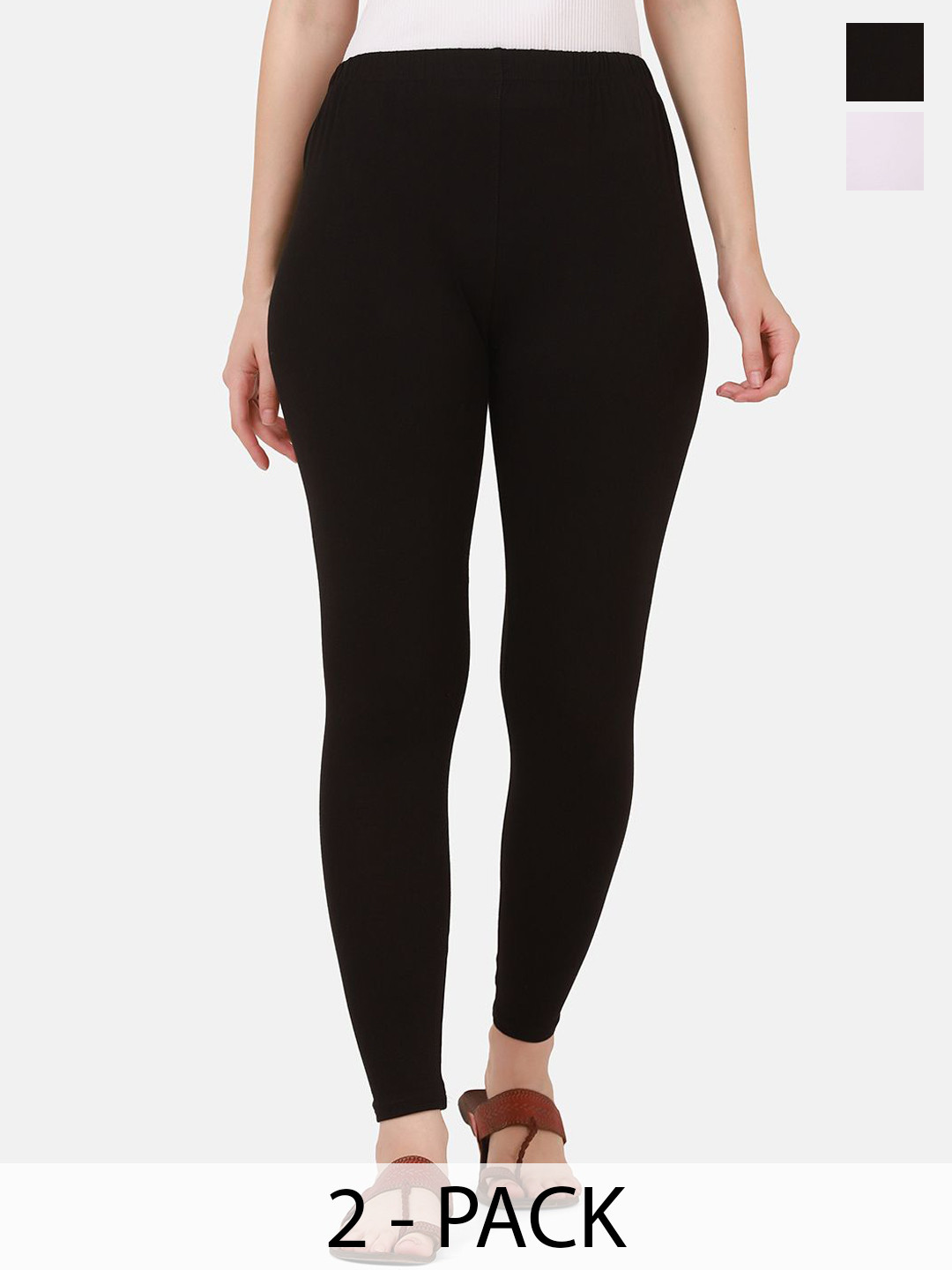 VANSIRI Women Pack Of 2 Pure Cotton Slim-Fit Ankle-Length Leggings