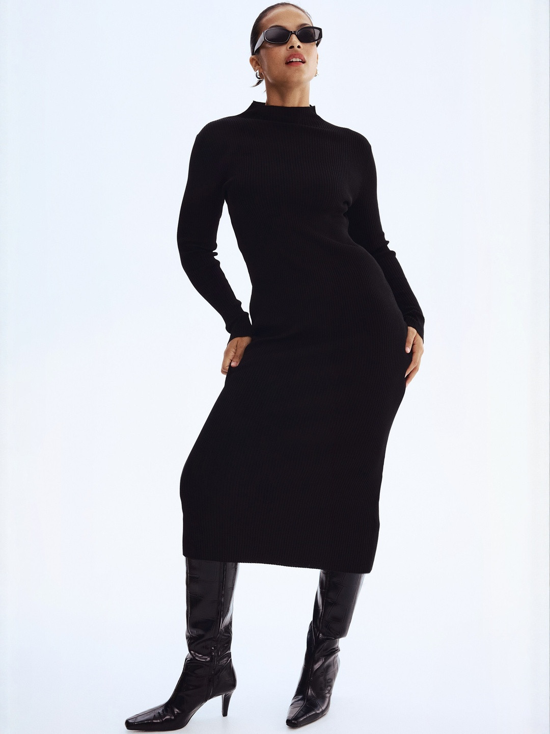 H&M Rib-Knit Turtleneck Dress