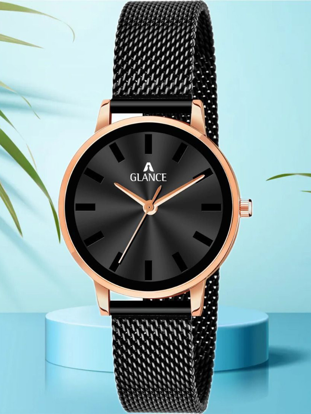 Aglance Unisex Solid Dial & Stainless Steel Straps Analogue Watch 7128B_B_rl135