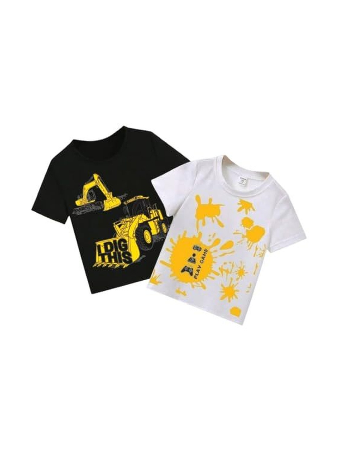 WAAMY69 Boys Pack of 2 Typography Printed Round Necck Shirts