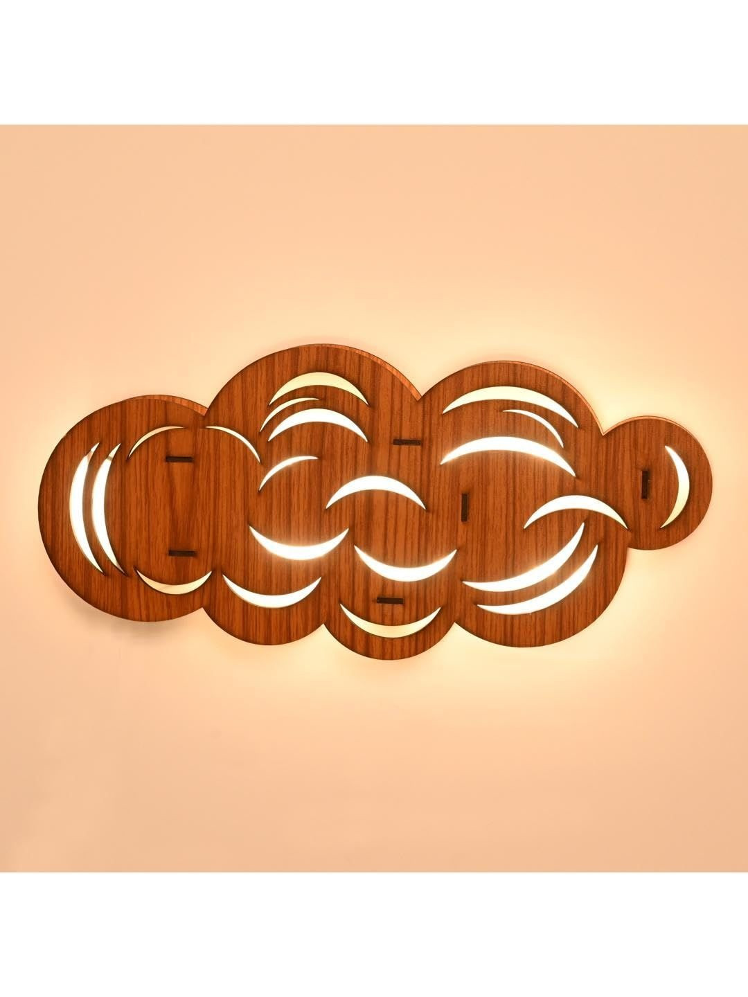 1ST TIME Brown Wood Cloud Shape Wall Lamp
