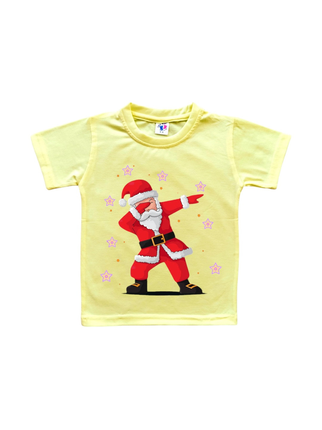 Cute Pals Kids Yellow Cotton Graphic Printed Round Neck Tshirts