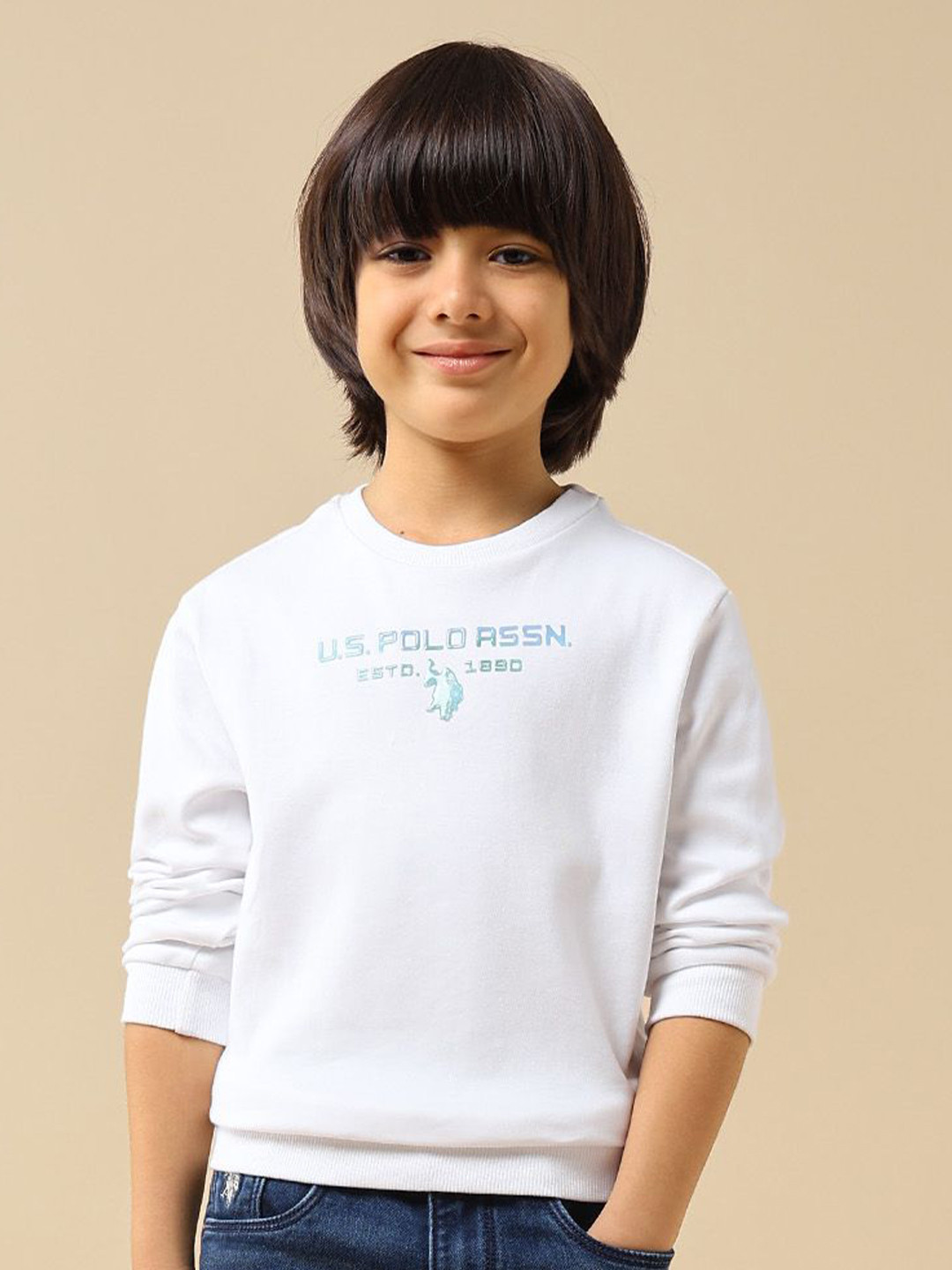 U.S. Polo Assn. Kids Boys Printed Round Neck Long Sleeves Pullover Sweatshirt