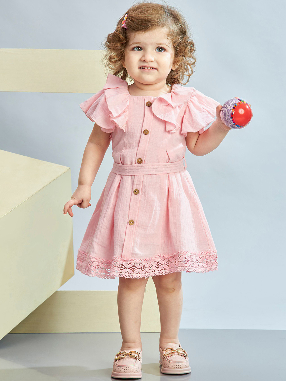 Peppermint Girls Flutter Sleeve Ruffles Fit & Flare Dresses