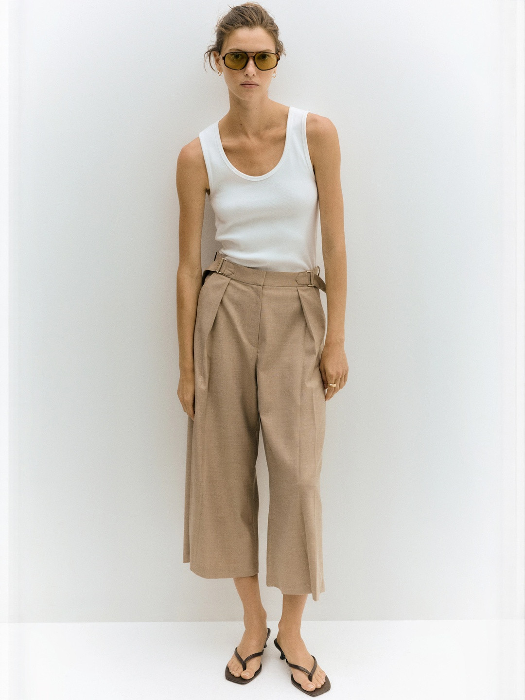 H&M Women Beige Tailored Culottes