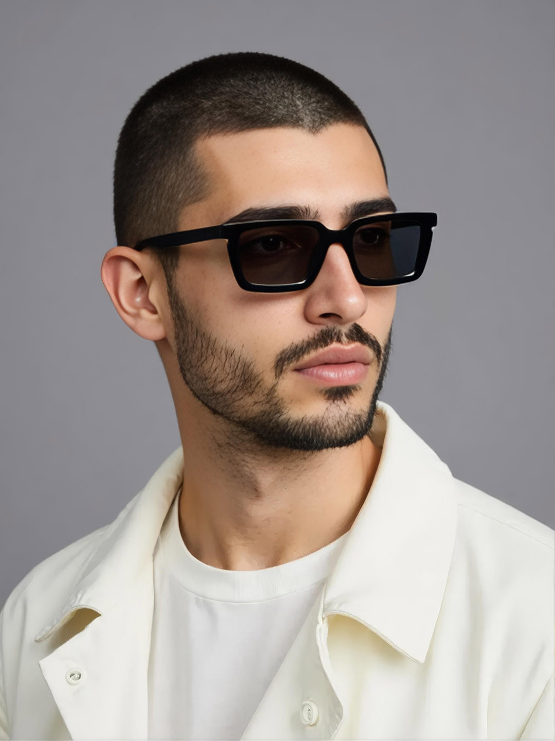 Ted Smith Unisex Rectangle Black Sunglasses With UV Protected Lenses