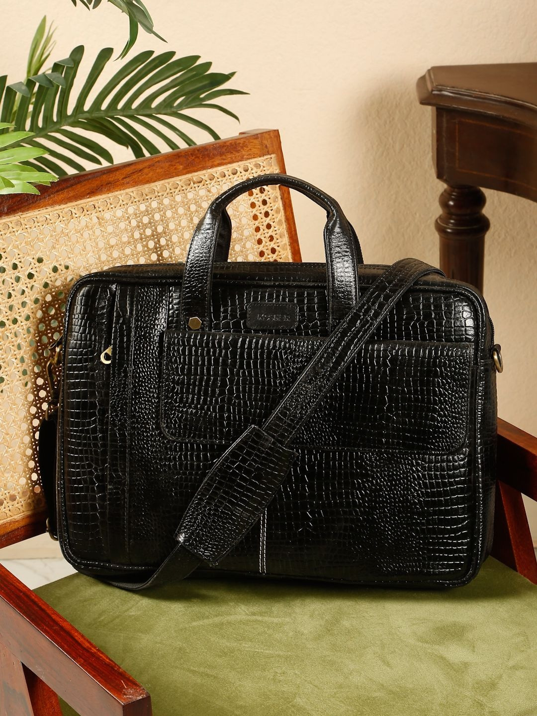 Kosher Unisex Leather Shoulder Strap Laptop Bag