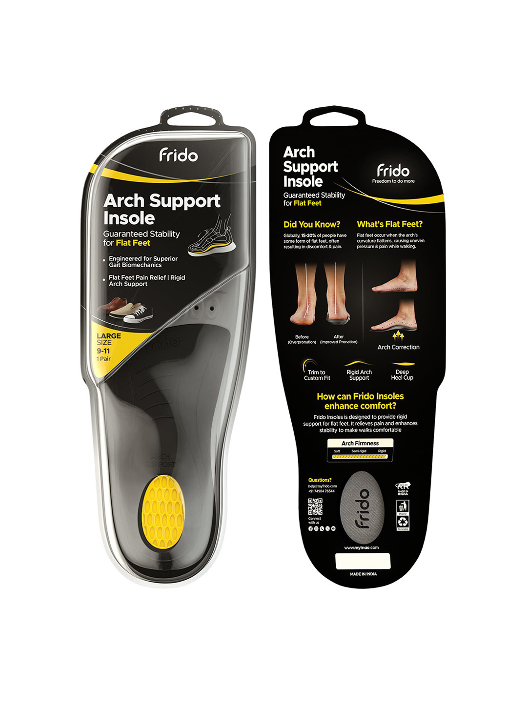 FRIDO Rigid Arch Support Insoles For Flat Feet