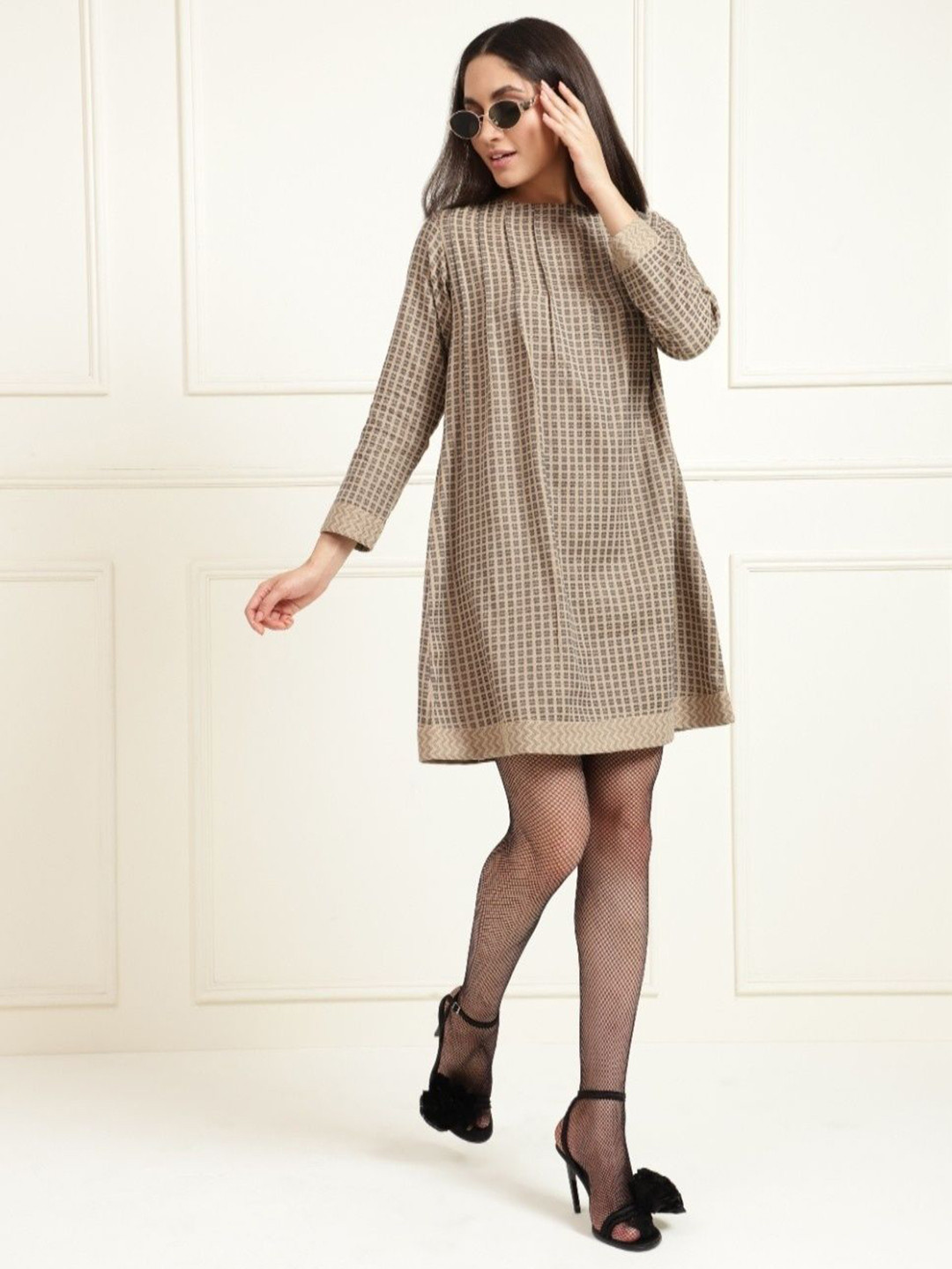 SANAITA CREATIONS Checked Shift Above Knee Dress
