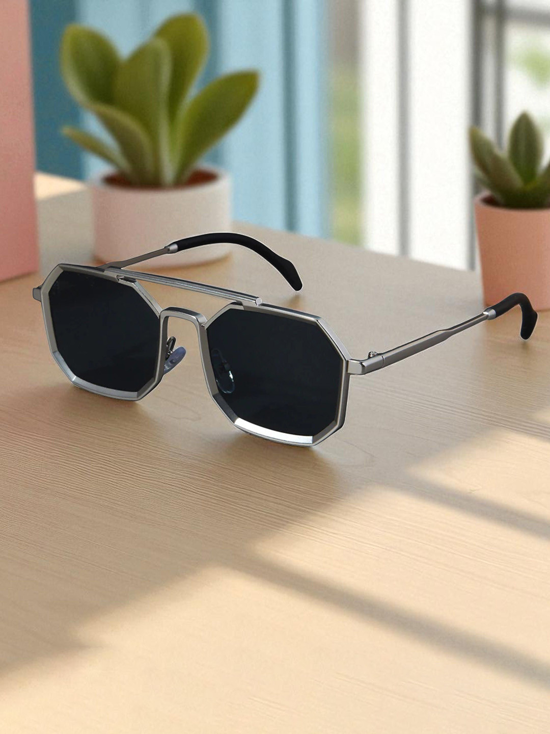 SPADEACES Unisex Aviator Sunglasses with UV Protected Lens HQ SILVER BLACK 8 KONA