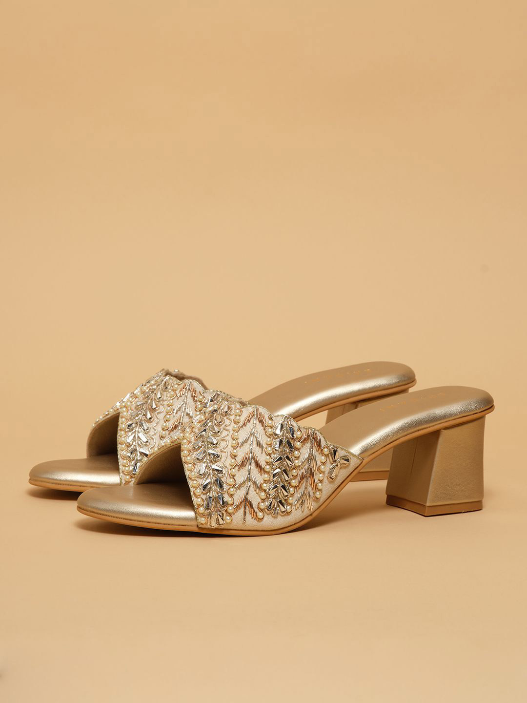 ERIDANI Tvisha Embellished Ethnic Block Heel Sandals
