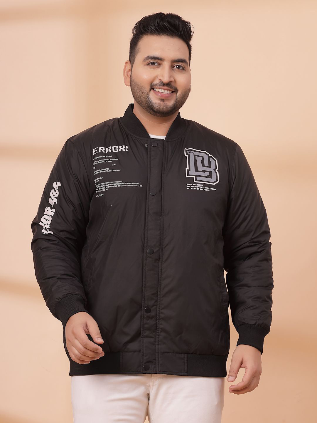 plusS Mandarin CollarOpen Front Jacket With Patchwork