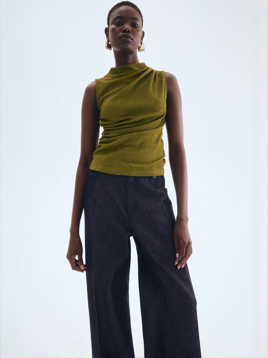 H&M Women Green Draped Top