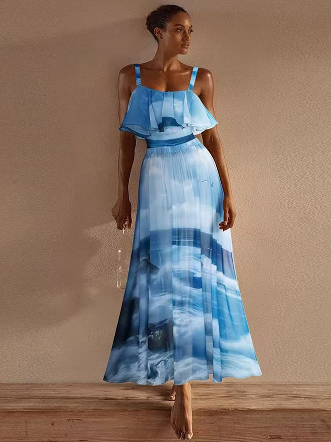 Plus Curvves Women Abstract Printed Shoulder Strap One Piece Siwmsuit With Cover Up