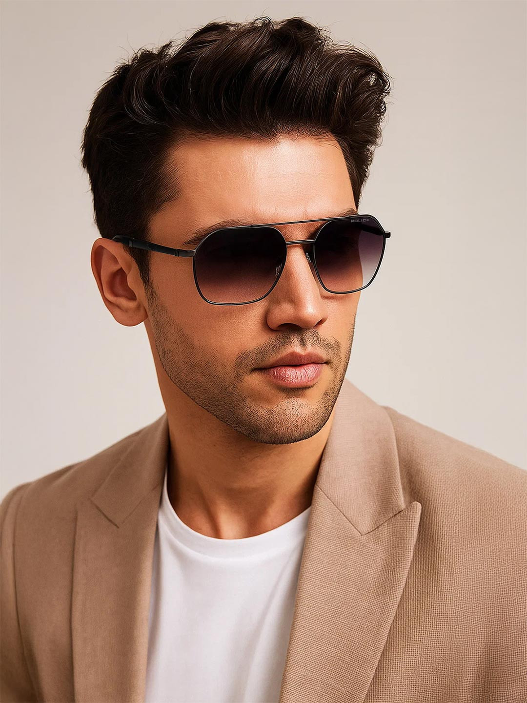 Police Unisex Rectangle Sunglasses With UV Protected Lens SPLC34K58627SG