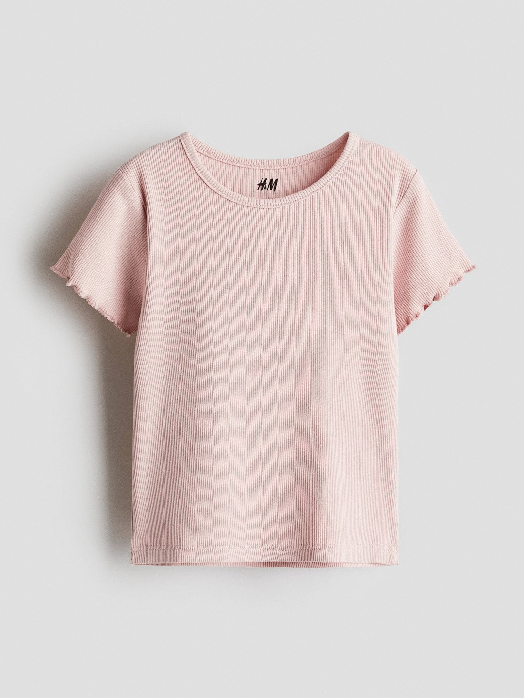 H&M Girls Overlock-Detail Cotton Top