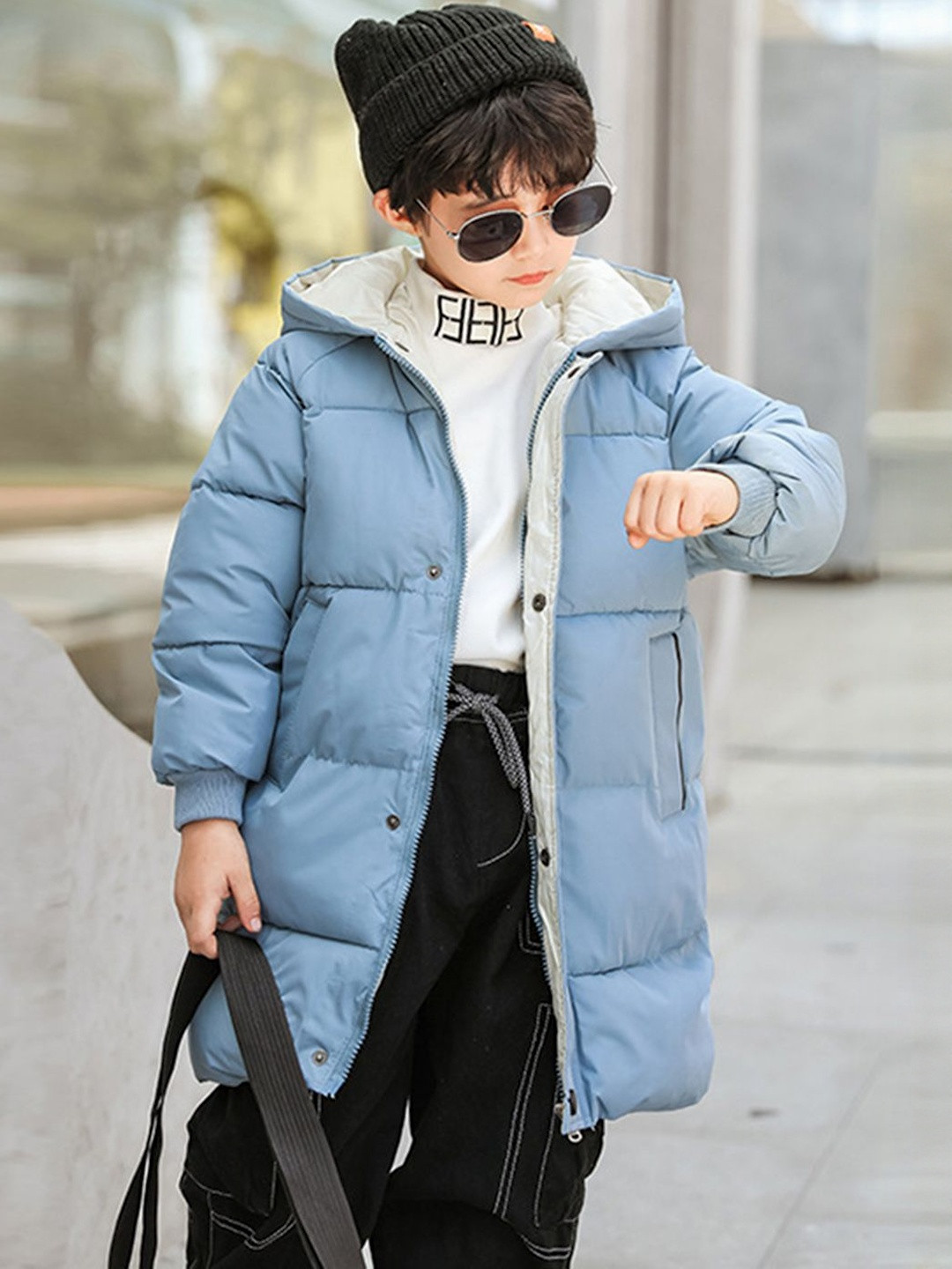 YK Boys Longline Hooded Puffer Jacket