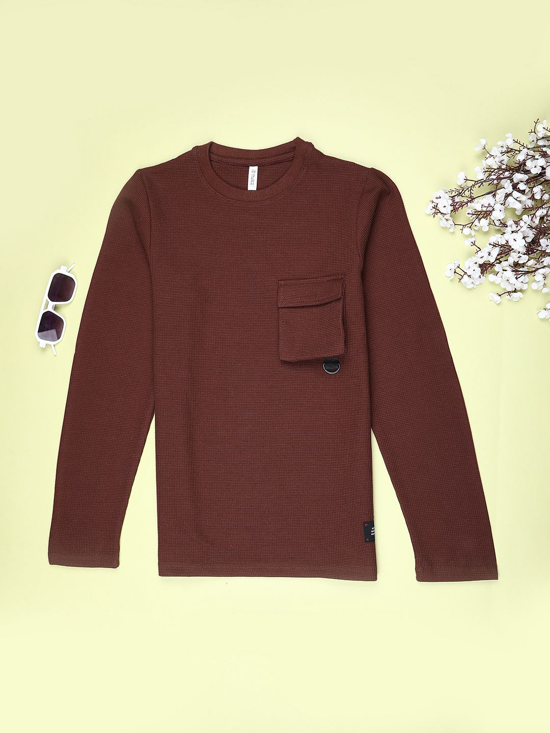 V-Mart Boys Solid Structured Round Neck T-Shirt