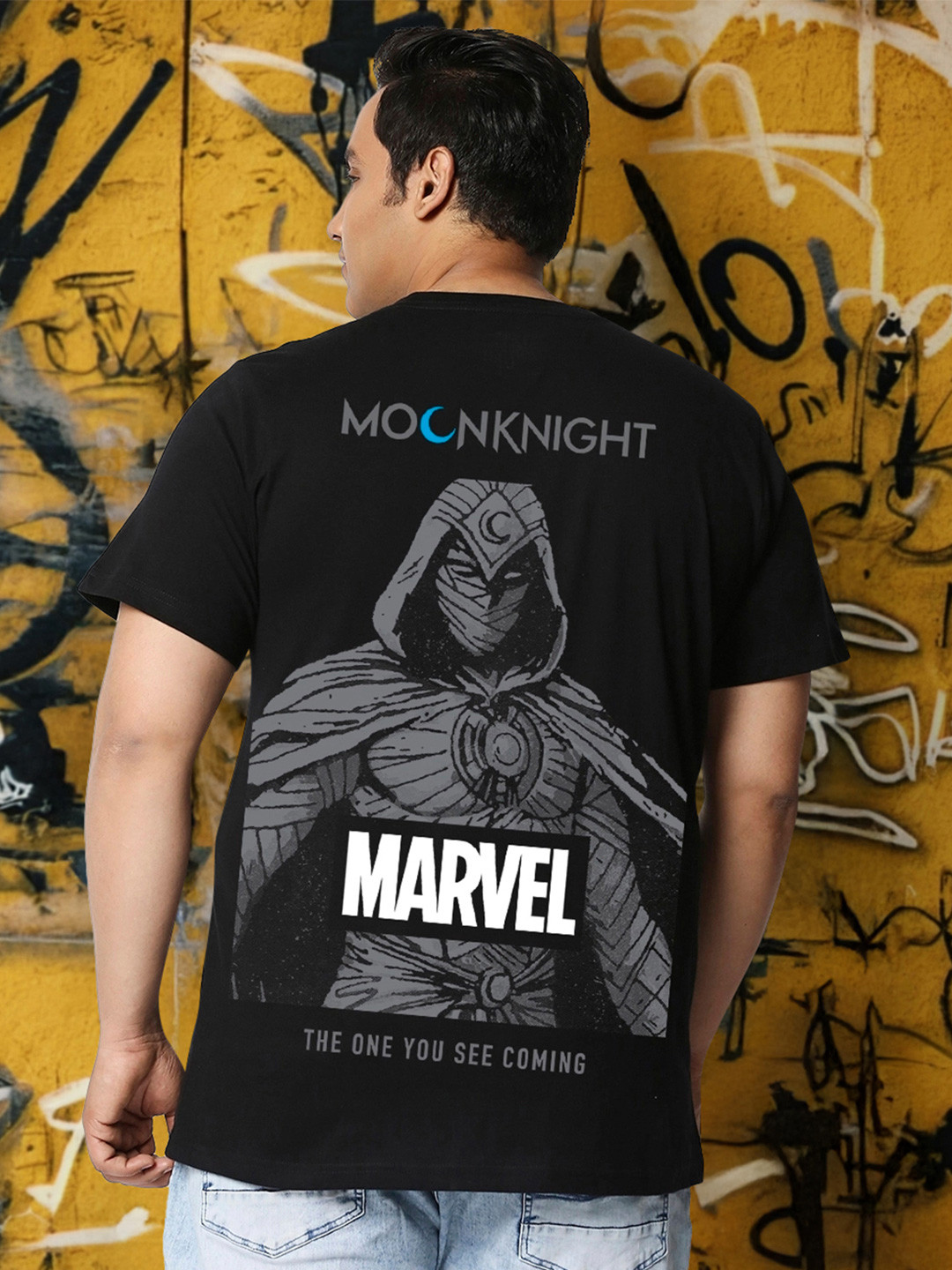Bewakoof x OFFICIAL MARVEL MERCHANDISE Men Marvel's Moon Knight Printed Plus Size T-shirt