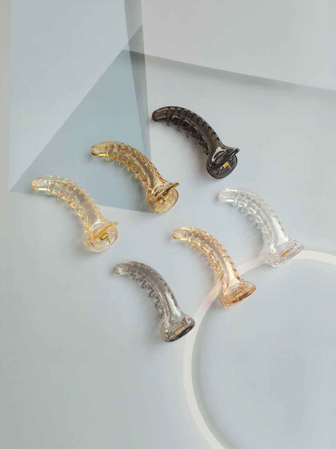 DIVASTRI Women Set of 6 Transparent Banana Clip Hair Accessory