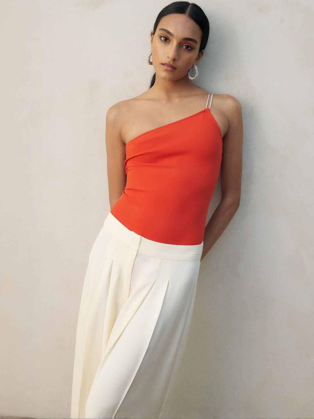 H&M Rhinestone-Strap One-Shoulder Bodysuit