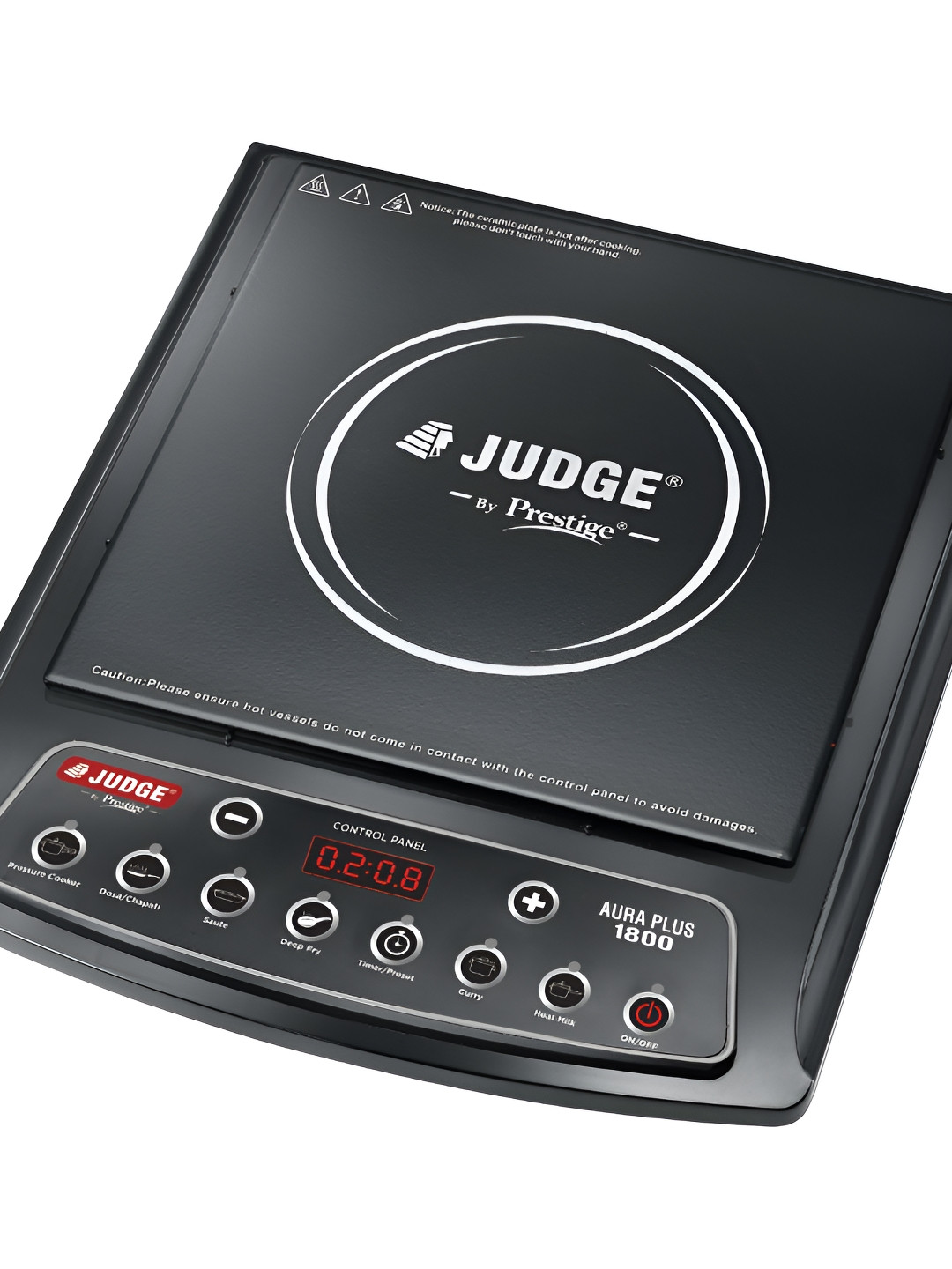 JUDGE By Prestige Black Aura Plus 1800W Multiple Menu Option Induction Cooktop