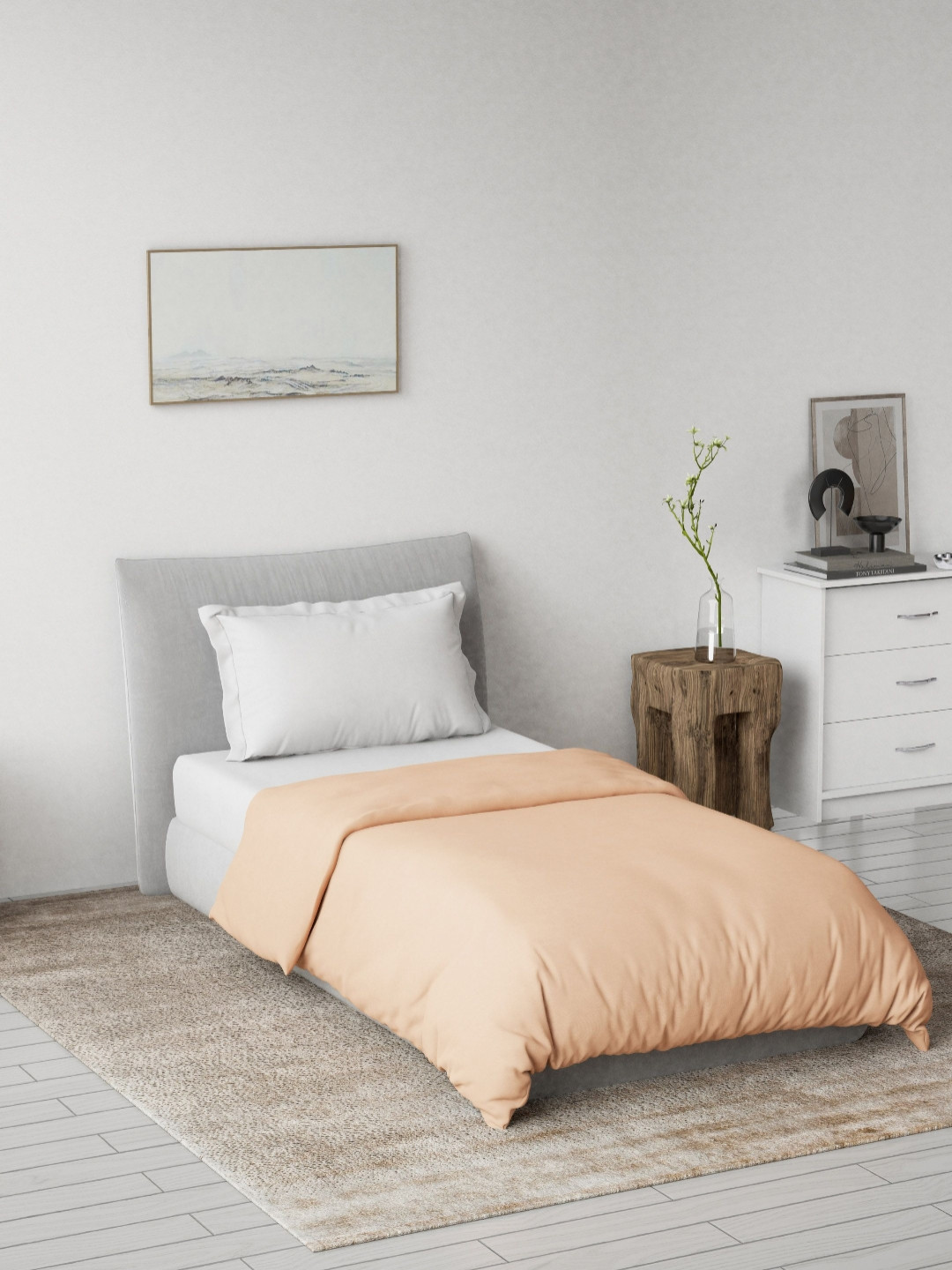 DDecor Creme Collection Orange Reversible Pure Cotton AC Room Single Quilt