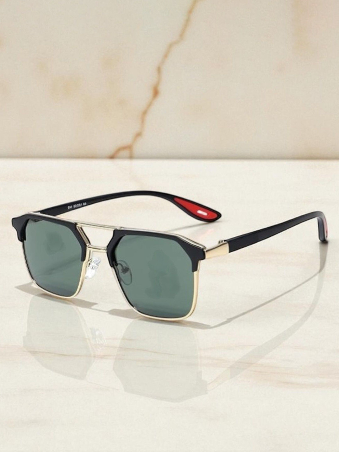 SPADEACES Unisex Square Adjustable lens Modes & Themes Sunglasses Gold Green Final-3