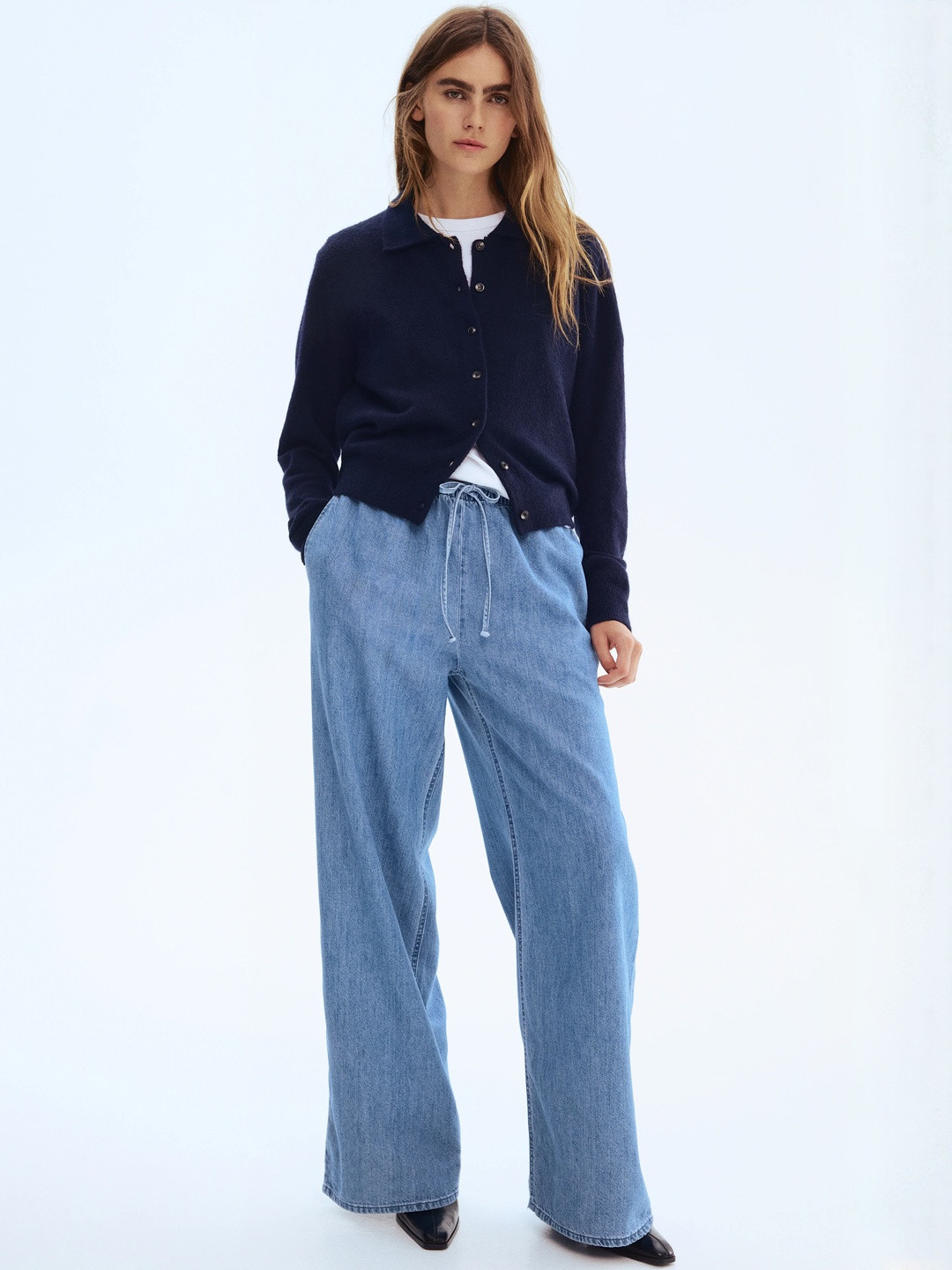 H&M Feather Soft Denim Drawstring Trousers