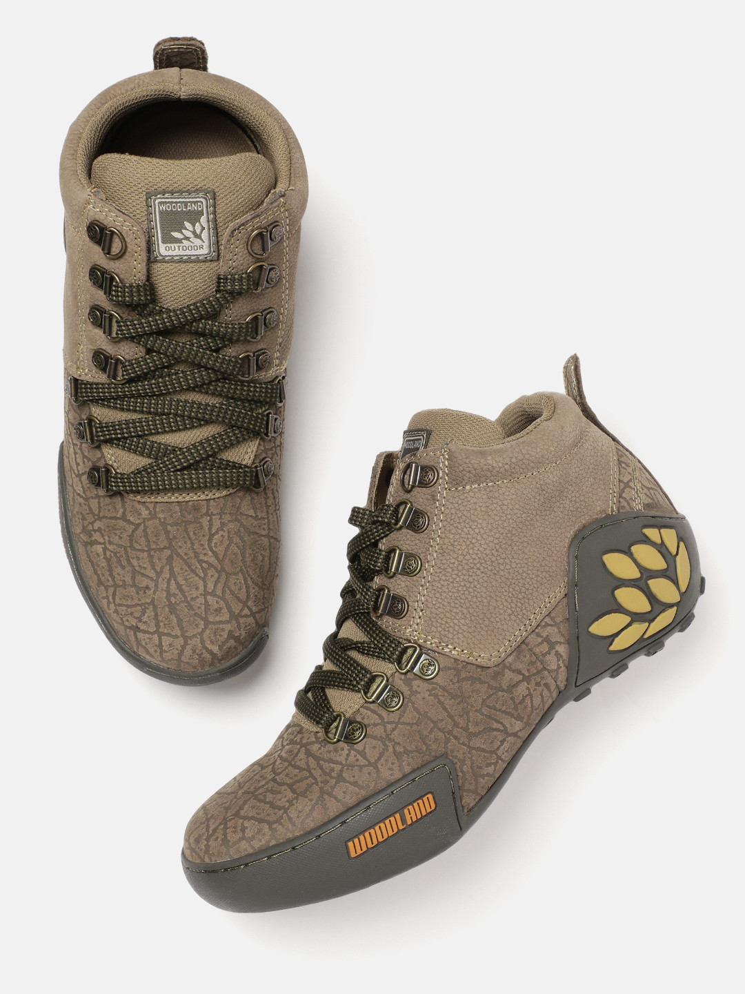 Woodland Men Textured Nubuck Trekking Shoes