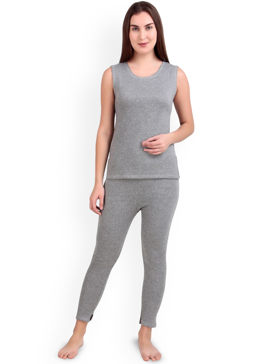 HAP Women Cotton Quilted Sleeveless Top and 3/4th Bottom Thermal Set