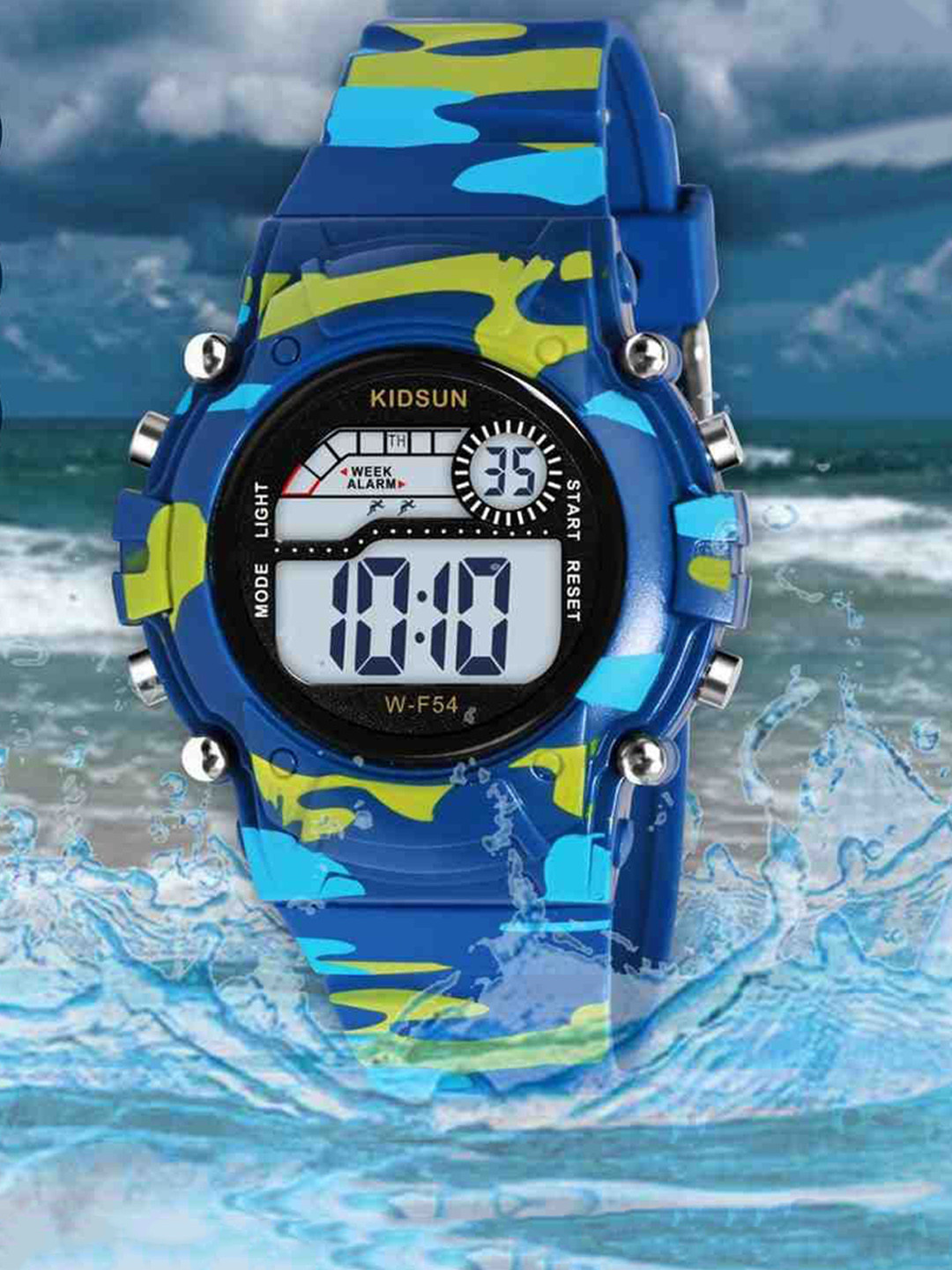 KIDSUN Kids Round Dial Digital Multi Function Watch LA01_BLUE_MILITARY