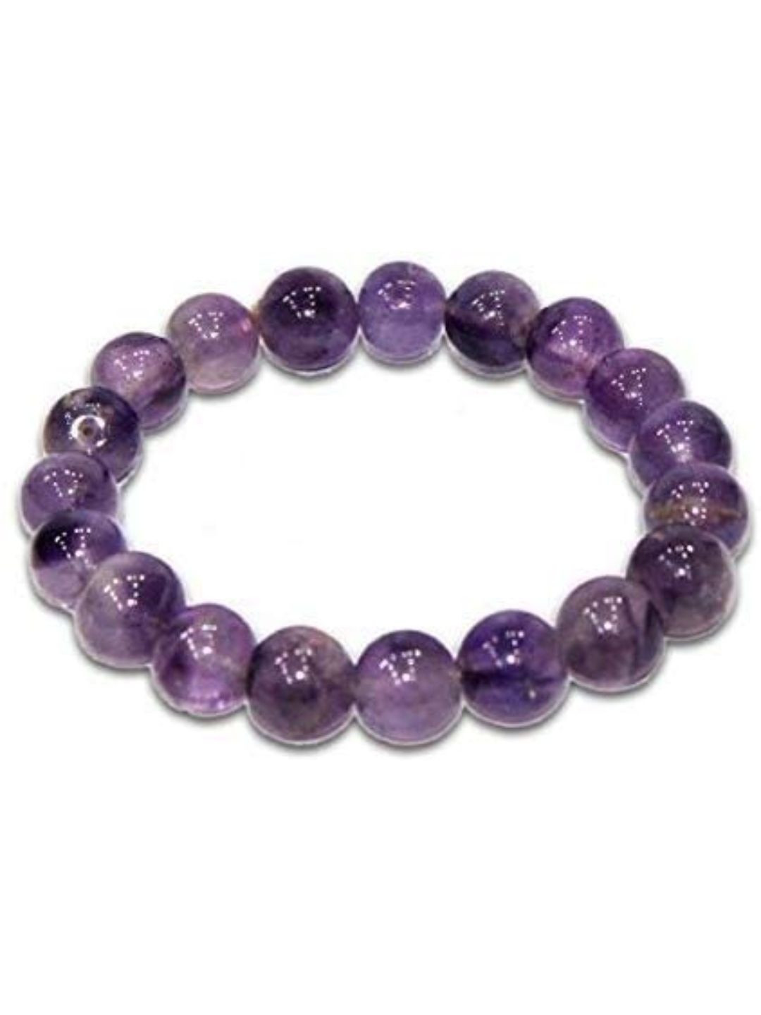 Anouk Metal Amethyst Semi Precious Elasticated Natural Round Gemstone Bracelet