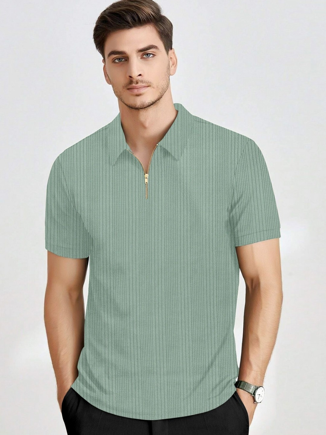 KAJARU Short Sleeves Polo Collar T-shirt