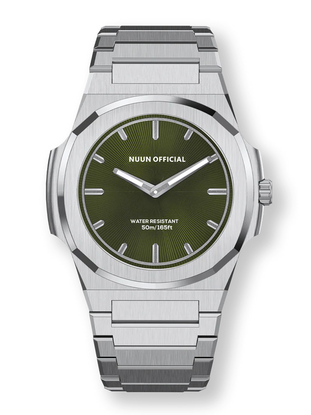NUUN OFFICIAL Unisex Stainless Steel Analogue Watch MS Silver 38mm Index Green